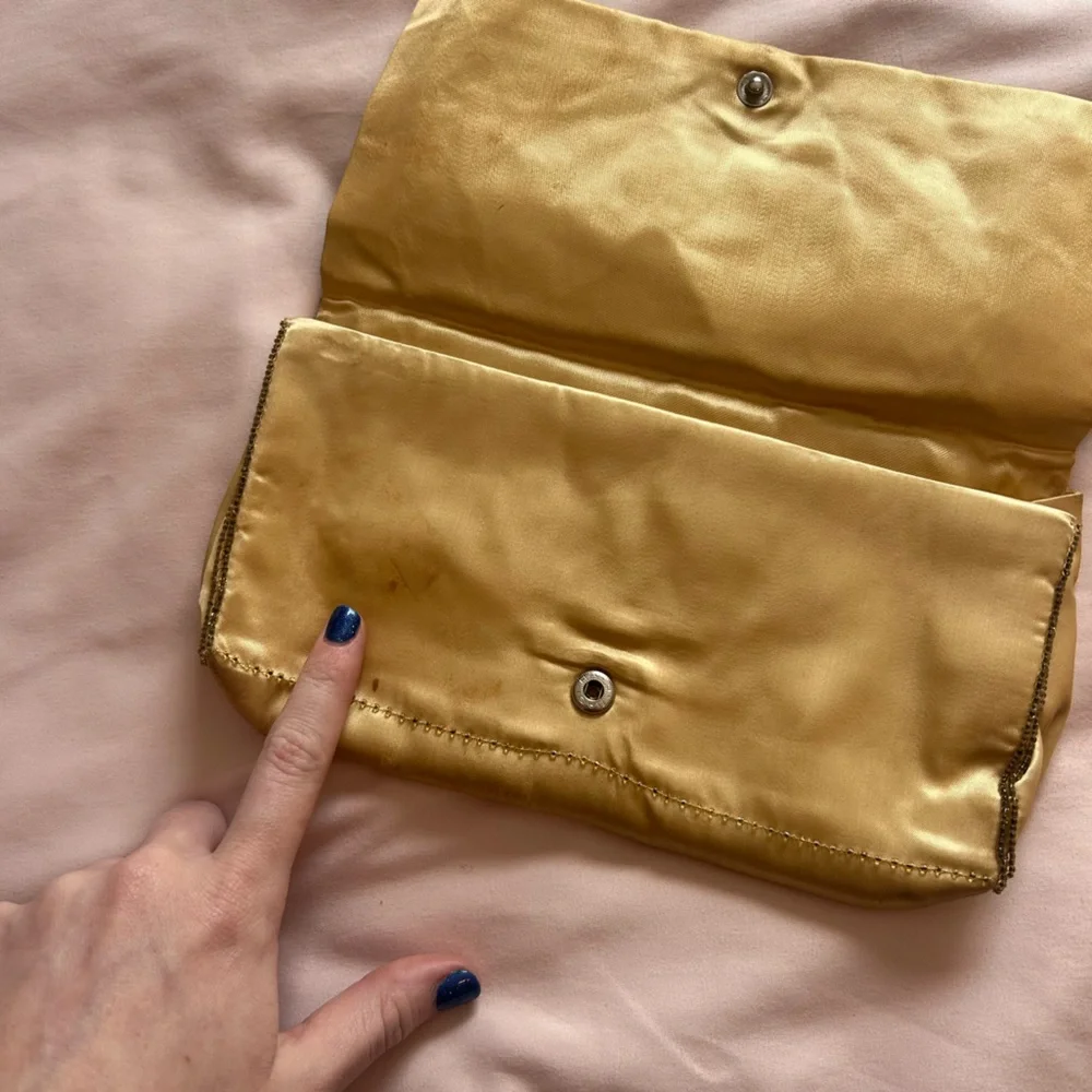Vintage Beaded Satin Yellow Evening Clutch - La Regale